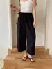 Calça de Papel Estilo Coreano Perna Larga Cimitarra Feminina Verão Leve Cintura Alta Solta Emagrecimento Petite Cropped Calça de Vovó