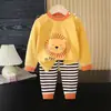 Ropa infantil para primavera y otoño, conjuntos de ropa interior de algodón para niños, tops y pantalones de otoño para niños y niñas, pijamas, ropa para casa al por mayor