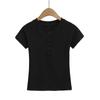 Top de Manga Raglán Medio Abierto Cuello Redondo Manga Corta para Mujer Primavera y Verano Nuevo Look Adelgazante Camiseta Corta Sexy Camiseta Básica Trendy