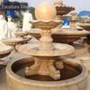 Fornecimento de pequena fonte de água de pedra ferrugem amarela em estoque, ornamentos de fonte de bola de feng shui, escultura em pedra de granito