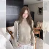Cardigan de Ganchillo Calado Rosa Estilo Coreano Suave para Mujer Otoño Perezoso Alto Gama Holgado Adelgazante