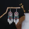 Pendientes Ovalados Estilo Étnico Bohemio Europeo y Americano Transfronterizos para Mujer Retro Atracciones Turísticas Pendientes con Borlas Étnicas