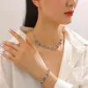 Collar y Pulsera de Acrílico Irregular con Colgante de Diamante Negro de Lujo Ligero Transfronterizo Europeo y Americano para Mujer Otoño e Invierno