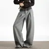 Diseño Casual Patchwork Estilo Americano 2026 Nuevos Pantalones Largos Sueltos de Pierna Recta para Mujer, Versátiles Pantalones Largos Plisados para Viajes Intelectuales
