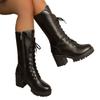 Otoño e Invierno Nuevo Estilo Botas de Moda de Tacón Cuadrado Estilo Británico para Mujer Botas Handsome para Mujer