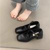 Sapatos Mary Jane Vintage 2025 Primavera Novo Elegante Francês Elegante Bico Quadrado Boca Rasa Salto Grosso Sapatos de Final de Noite