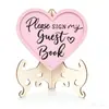 Libro de Mensajes para Invitados de Madera con Mariposa Rosa Regalo para Ceremonia de Mayoría de Edad, Libro de Mensajes para Invitados Estilo Princesa con Marco de Madera para Firma