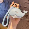 Chaveiro Pingente Animal Marinho de Couro Desenho Animado Golfinho Fofo Casal Presente Argola de Chaveiro Pingente para Mochila Escolar