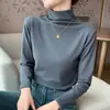 Camiseta Térmica de Micropolar con Cuello Alto H569 para Mujer, Top Grueso de Manga Larga Cepillado por Ambos Lados para Otoño e Invierno
