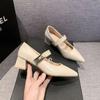 Zapatos de Mujer Retro Franceses de Suela Gruesa con Efecto de Aumento de Altura, Otoño e Invierno 2025, Punta Afilada, Tacón Grueso, Correa, Zapatos Mary Jane de Boca Baja, Estilo Popular