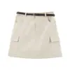 Saia Curta ALINDM Plus Size Estilo Americano Workwear 100kg Cintura Alta Emagrecedora Versátil Saia Evasê