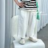 Pantalones Casuales de Verano para Niñas, Pantalones de Algodón y Lino de Pierna Ancha de Color Sólido de Nueve Puntos, Estilo Coreano Moderno para Bebés y Niños, Pantalones Finos de Verano para Niñas