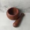 Prensa de Ajo Manual de Madera con Contenedor de Almacenamiento, Herramienta para Triturar y Moler Ajo, Mortero y Maja de Ajo