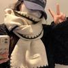 2025 Nuevo Estilo Coreano Bufanda de Punto Overlock Linda para Mujer Estudiante de Invierno Color Sólido Simple Bufanda Cálida de Lana