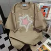 Camiseta Corta Interesante con Estampado de Estrellas para Mujer Tendencia Estilo Ins 2025 Verano Estilo Callejero Holgada Cuello Redondo