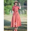 Vestido de Algodón y Lino Estilo Étnico 2025 Verano Artístico Retro Estilo Chino Elegante Vestido Largo para Mujer