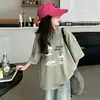 Camiseta de Manga Corta de Algodón para Niñas Verano Nuevo Estilo Moda Coreana Camiseta de Media Manga para Niñas y Niños Mayores Tops de Verano