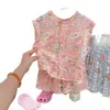 [Personalizado] Conjunto de Chaleco de Algodón y Seda para Niños, Nuevo Estilo de Verano, Conjunto de Dos Piezas de Camiseta sin Mangas y Shorts para Niños y Niñas, Estilo Delgado