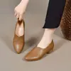 Outono 2026 Novo Estilo Salto Baixo Couro Macio Solado Macio Confortável Não Cansa os Pés Versátil Sapatos de Mãe Todas as Estações Sapatos de Solado Único Leve Sapatos da Moda