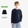 Camiseta de manga larga de algodón puro estilo coreano, unisex, adecuada para otoño e invierno, con diseño de hombro normal, cuello redondo, tejido transpirable, suave con la piel, suave y versátil como capa base