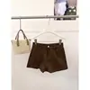Ruoxin Otoño Nueva Moda 26 Principios de Otoño Nuevos Pantalones Cortos Versátiles de Gamuza Bordados Estilo Coreano Retro Pantalones Casuales