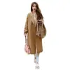 Abrigo de lana rosa para mujer Otoño e invierno 2023 Nuevo estilo coreano suelto de longitud media estilo Hepburn abrigo de lana