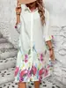 Vestido de Verano para Mujer con Estampado, Cuello Camisero, Botones al Frente, Holgado, Estilo Vacacional, Comercio Exterior Europeo y Americano Transfronterizo