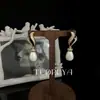 Pendientes Colgantes de Perla Estilo Retro Lujo Ligero Chapados en Oro Incrustados con Diamantes Pendientes de Borla Sentido de Alta Gama Sentido de Diseño de Nicho Accesorios para Pendientes de Mujer