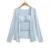 Nuevo Estilo de Otoño Conjunto de Dos Piezas Ajustado para Mujer, Estilo Pura Pasión con Camisola con Almohadillas en el Pecho, Top Holgado Adelgazante de Manga Larga