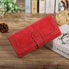 Billetera de estilo coreano para mujer Larga Vintage Esmerilada con Costuras Billetera para mujer de color sólido con bordado de hilo Billetera clutch para mujer