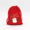 Sacolas de Presente de Natal em Estoque, Sacolas Grandes de Veludo Vermelho com Cordão, Sacolas para Embalagem de Presente, Sacolas para Joias, Sacolas para Doces e Lanches Atacado