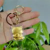 Nuevo Llavero de Gato de la Suerte Edición Q de Dibujos Animados con Lámina Dorada Colgante para Bolso de Gato Grande Abierto Regalo