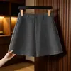 Pantalones cortos de lana para mujer otoño e invierno cintura alta holgados adelgazantes elegantes de lana línea A 2026 nuevo estilo capa base ropa exterior pantalones bootcut
