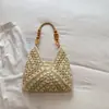 Bolsa de Tecido Grande Capacidade para Mulheres 2026 Nova Primavera Férias na Beira-Mar Bolsa de Palha Elegante Bolsa Tote de Ombro para o Dia a Dia