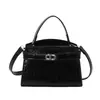 Bolsa Pequena Quadrada de Mão de Luxo Moda Feminina Simples Versátil Bolsa de Ombro Estilo Pequeno Chanel Textura de Pedra Bolsa Transversal Feminina