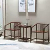 Nuevo juego de tres piezas de sillones de madera maciza estilo chino con respaldo en forma de corona, silla de balcón, silla de té para el hogar estilo antiguo con respaldo