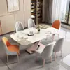 Mesa de comedor de mármol estilo italiano, rectangular, moderna, minimalista, estilo occidental, lujo ligero, para uso doméstico