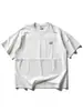 Camiseta Rumei Estilo Americano Fresca com Gola Redonda de Manga Curta para Homens, Blusa Casual Solta Versátil Estampada de Meia Manga, Camiseta Tendência