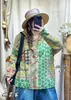 Suéter de Punto con Capucha Patchwork Estampado 2026 Primavera Nuevo Suéter Artístico para Mujer Talla Grande Suéter de Punto Holgado