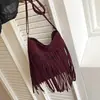 Design de Nicho Outono 2026 Novo Textura Fosca Franja Moda Estiloso Versátil Bolsa de Ombro Único Transversal de Mão