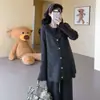 Conjunto de Roupa de Maternidade Outono Inverno Estilo Fashion Blusa de Comprimento Médio Elegante Preguiçoso Solto Conjunto de Três Peças para Maternidade