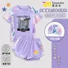 Maiô Infantil Feminino Cartoon Minecraft, Tamanhos Médio e Grande, Conjunto de Duas Peças Secagem Rápida Proteção Solar, Maiô Infantil Masculino de Manga Curta e Shorts