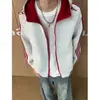 Sudadera con capucha de punto a rayas de marca moderna americana para hombre, estilo nuevo, color block japonés, holgada, casual, deportiva, chaqueta con capucha