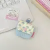 68254 Bolsa de almacenamiento para auriculares acolchada floral estilo coreano, linda funda protectora para auriculares Bluetooth con botón de presión, hebilla colgante y monedero