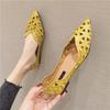 Jinbukang Internet Popular Zapatos de Frijoles para Mujer Verano Puntiagudos Todo-fósforo Hueco Casual Zapatos Planos Zapatos de Primavera para Mujer