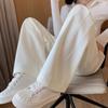 [Original] Calça esportiva cinza feminina 2025, nova, cintura alta, flacidez, primavera, reta, calça banana, casual, perna larga
