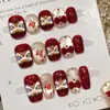 Danza del León de Año Nuevo Serie Roja Arte de Uñas para Nochevieja, Longitud Corta a Mediana, Pegatinas de Uñas de Alta Gama Otoño e Invierno, No Requiere Construcción