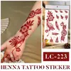 Nuevas Pegatinas de Tatuaje de Encaje de Henna Roja Transfronterizas con un Toque de Lujo, Pegatinas de Tatuaje Temporales Realistas para el Dorso de la Mano, Estilo Indio, En Stock