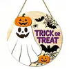 Decoração de Parede Pendurada de Madeira Impressa Transfronteiriça em Cores Laranja e Preto Contrastantes com Design de Gato, Abóbora e Teia de Aranha para Decoração Temática de Halloween