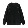Sudadera de cuello redondo con costuras de contraste estilo americano para hombre, otoño nicho punto de cruz ajuste holgado hombros caídos versátil top de color liso
